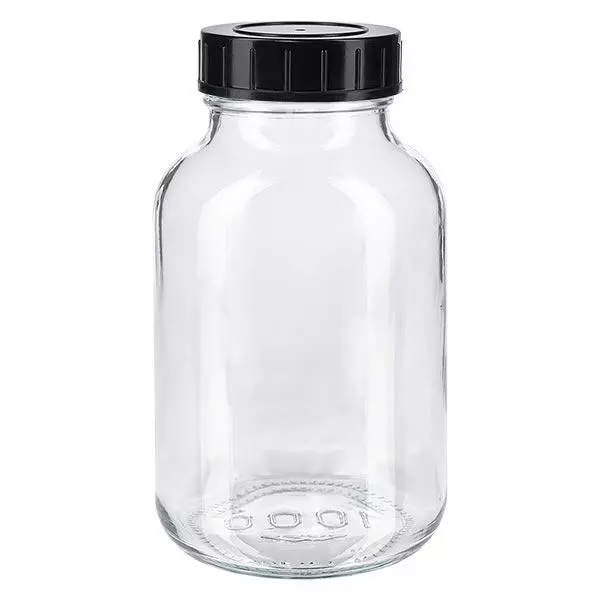 1000ml Weithalsflasche Klarglas mit Schraubdeckel