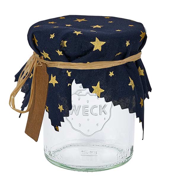 Stoff Schmuckdeckchen blau mit Sternen 15cm eckig