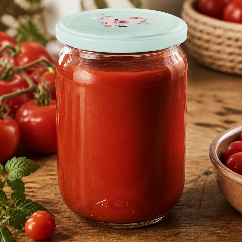 555ml Rundglas + BasicSeal Deckel Herz mint UNiTWIST Großes 555ml Einweckglas mit mintfarbenem Deckel Herz-Design für Tomatenkonserven geeignet