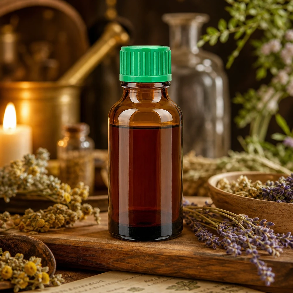 Handliche Braunglasflasche 20ml mit kindersicherem grünem Verschluss für Heilpflanzen