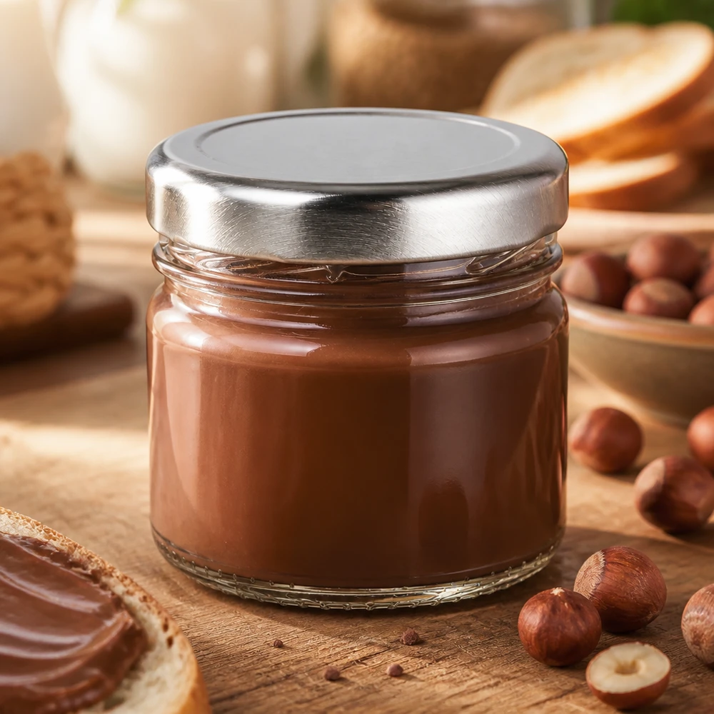 33ml Rundglas mit silbernem Deckel ideal für Nuss-Nougat-Aufstrich Portionierung