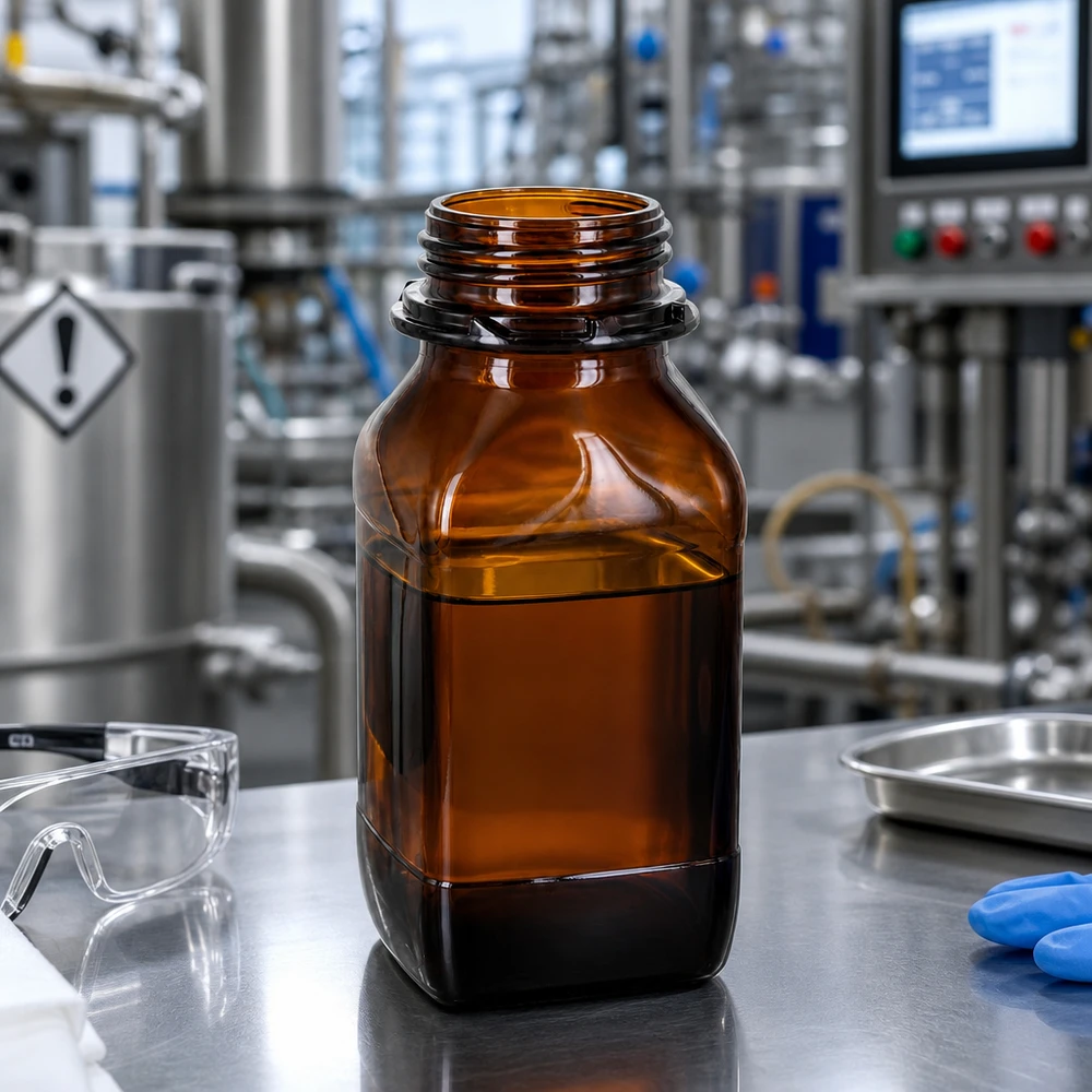 Ergonomische 500ml Chemikalienflasche mit griffiger Oberfläche für sicheres Handling im Labor