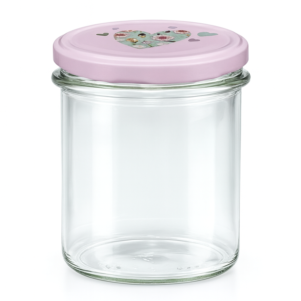 350ml Sturzglas + BasicSeal Deckel Herz rosa UNiTWIST