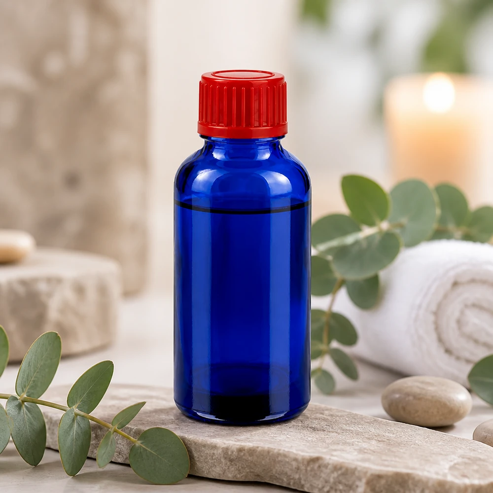 30ml Flasche 11mm Schraubverschluss rot Standard BlueLine UT18/30 Sterilisierbare 30ml Medizinflasche aus Borosilikatglas mit chemieresistentem Verschluss