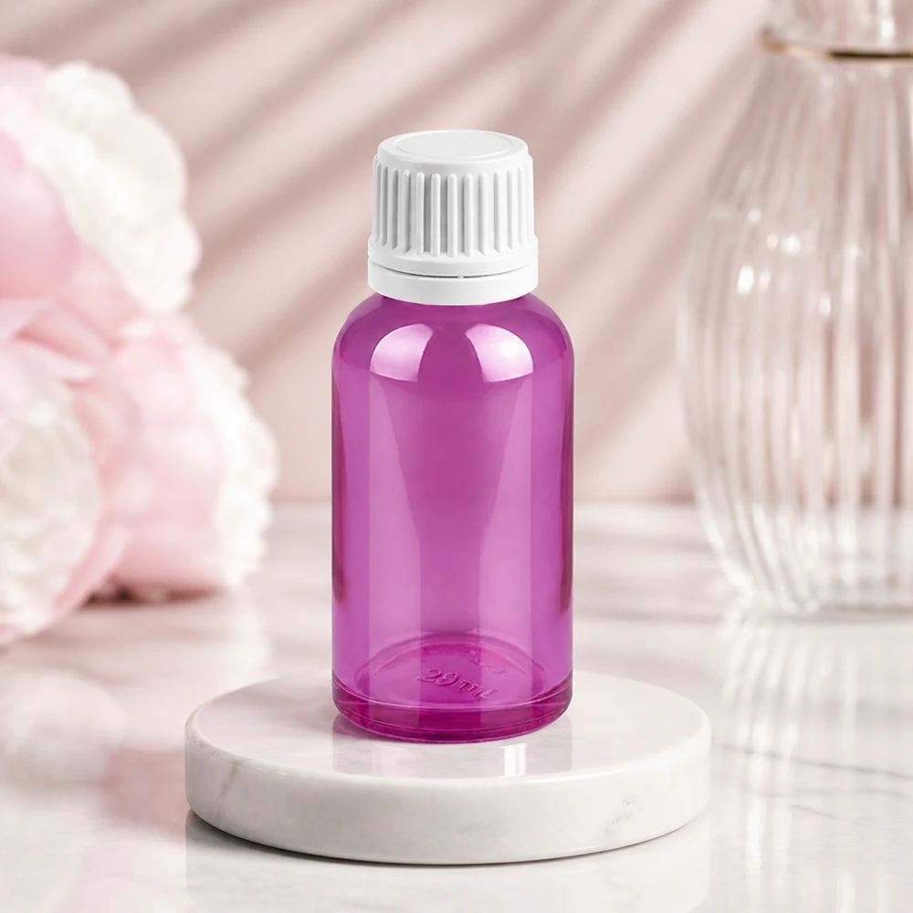 Handliche 30ml violette Flasche mit sicherem Verschluss für Aufbewahrung flüssiger Substanzen