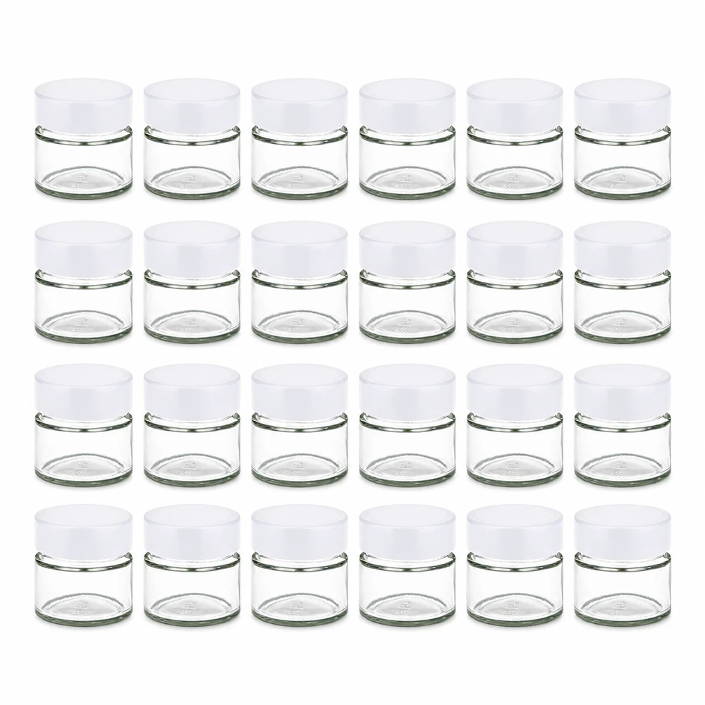 130ml Rundglas 24er-Set mit Deckel (Deckelfarbe: weiss) UNiTWIST Klarglas Rundgläser 130ml 24er Pack UNiTWIST mit luftdichtem weißem Deckel