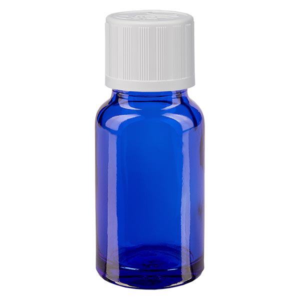 Apothekenflasche blau 10ml Tropfverschluss weiß Kindersicherung Standard Apothekenflasche blau 10ml Tropfverschluss weiß Kindersicherung Standard