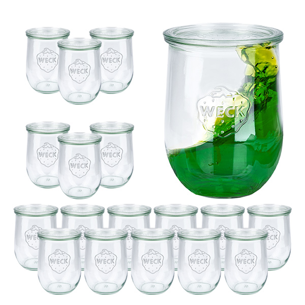 18er Set Weck Gläser 1062ml Tulpengläser, 1L Sturzgläser mit