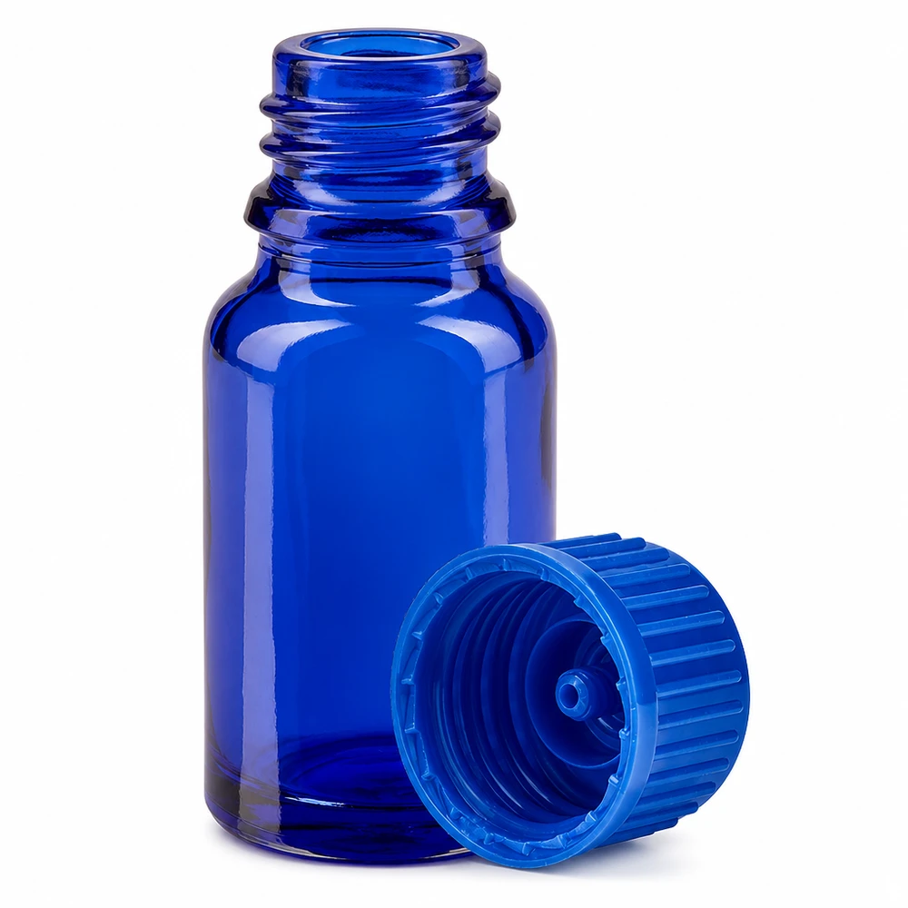 10ml Glasfläschchen blau mit kindersicherem Verschluss perfekt für DIY-Projekte