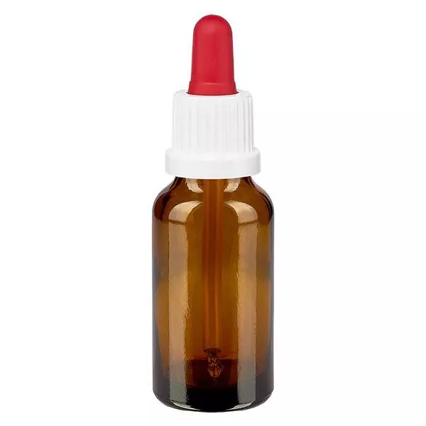 Apothekenflasche braun 20ml Pipette weiß/rot Originalitätsverschluss