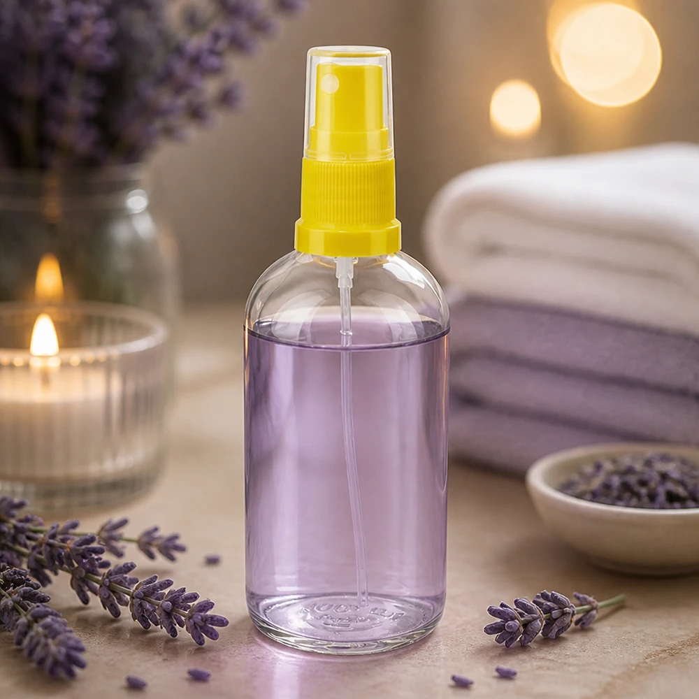 100ml Sprayflasche gelb/transparent Standardverschluss ClearLine UT18/100 Nachfüllbare 100ml Sprayflasche gelb transparent ClearLine für Duft und Raumspray