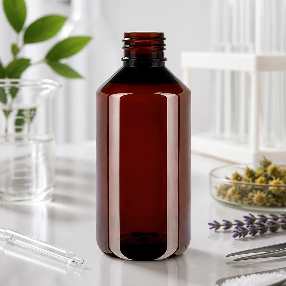 Robuste PET Vorratsflasche 1000ml in Braun für Kosmetikherstellung und Aromatherapie