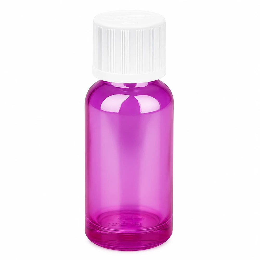 20ml Flasche 11mm Schraubverschluss weiß Standard Kindersicher PurpleLine UT18/20 20ml Probenflasche mit Standard-Gewinde und UV-Schutz durch getönte Glaswand in Lila