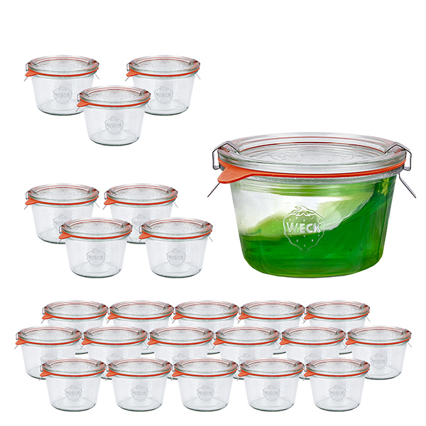 24er Set Weck Gläser 370ml Sturzgläser mit 24 Glasdeckeln, 2