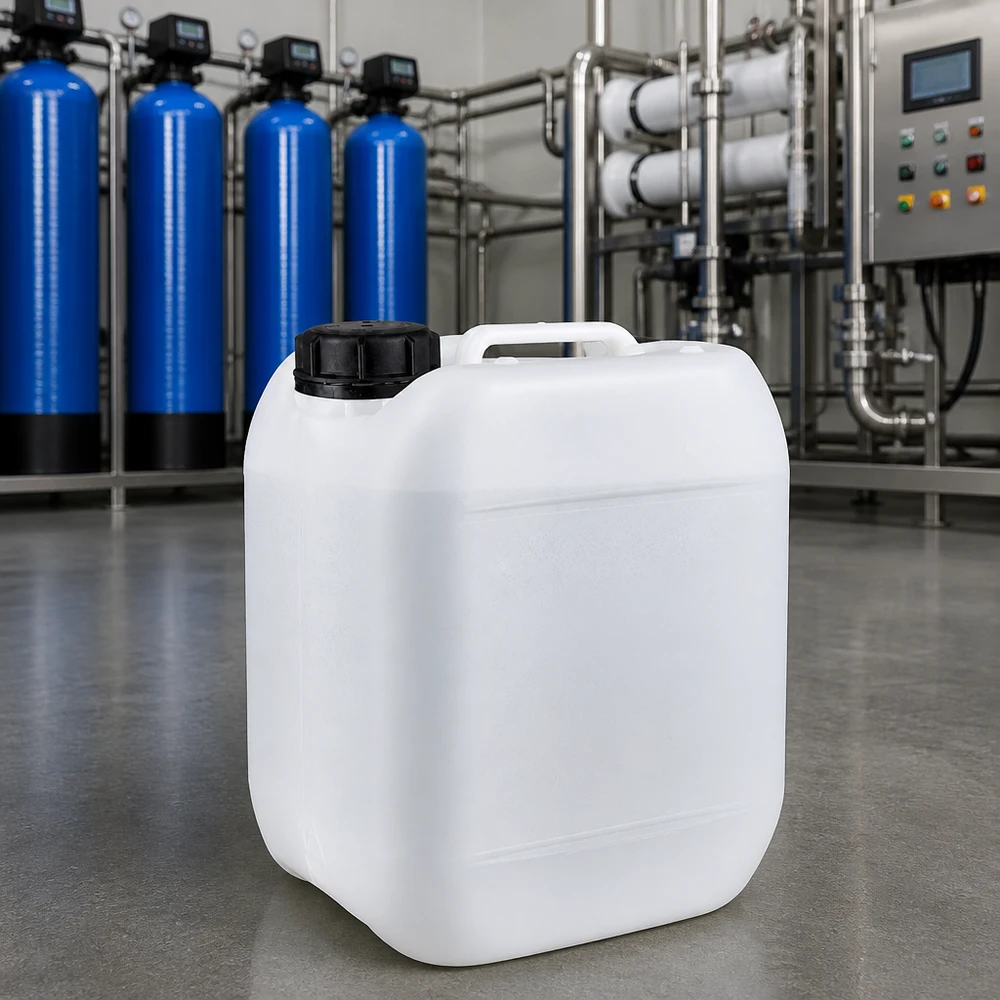 Robuster 5L Industriekanister mit breitem Schraubdeckel für sichere Chemikalienaufbewahrung