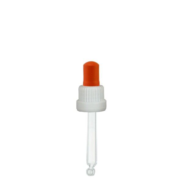 Glas-Tropfpipette weiß/rot 18mm PL66 Standard