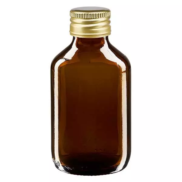 150ml Medizinflasche braun, mit Verschluss gold Aluminium ApoGlas 150ml Medizinflasche braun, mit Verschluss gold Aluminium ApoGlas