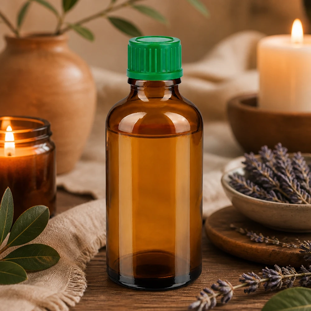 50ml Flasche 11mm Schraubverschluss grün Standard BrownLine UT18/50 Braune 50ml Flasche mit grünem 11mm Verschluss ideal für Homöopathie und Heilkräuter