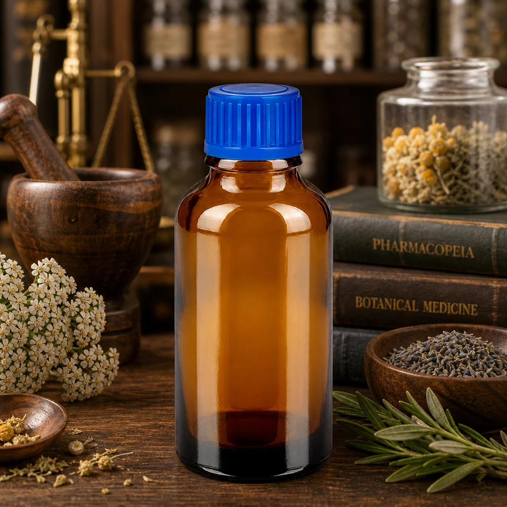 Robuste 30ml Braunglasflasche mit standardisiertem 11mm Gewinde für professionelle Nutzung