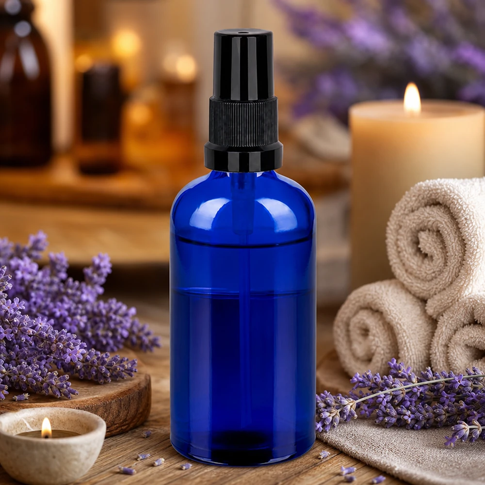100ml Glasflasche mit Zerstäuber - STD BlueLine Design für hochwertige Beauty-Anwendungen
