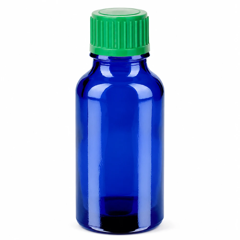 20ml Tropfflasche 0.8mm grün Standardverschluss BlueLine UT18/20 20ml Tropfflasche blau grün mit 0.8mm Dosieröffnung für kontrollierte Flüssigkeitsabgabe