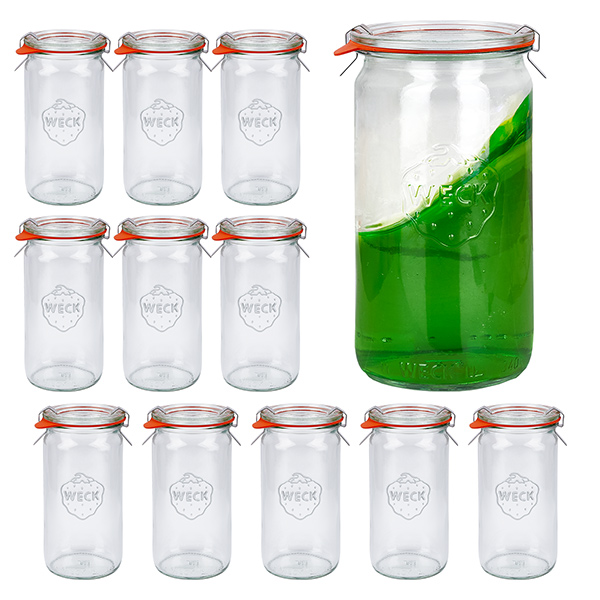 12er Set Weck Gläser 340ml Zylindergläser mit 12 Glasdeckeln