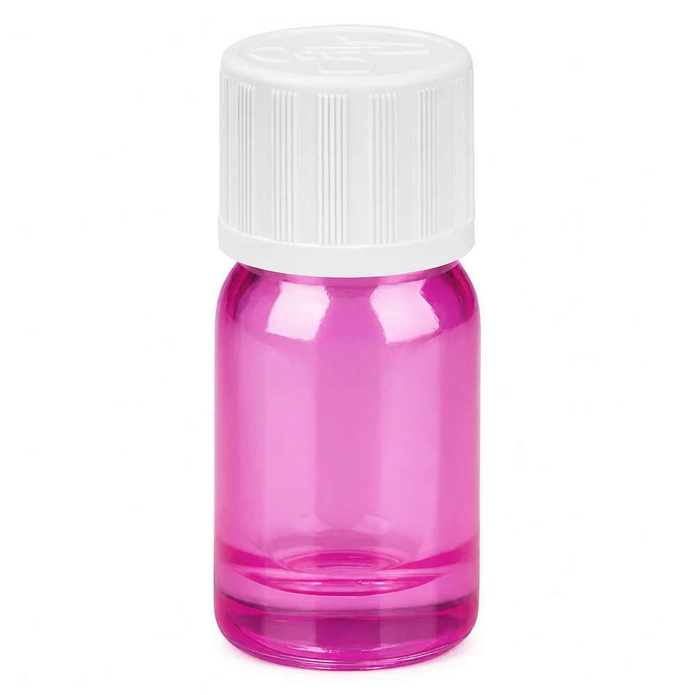 Praktische Mini-Flasche 5ml in strahlendem Pink-Violett für Parfum-Proben und Essenzen