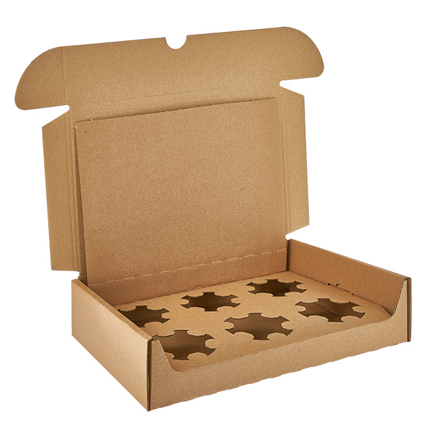 Gläserkartons (25 Stück) mit 6 Fächern 240x155x53mm