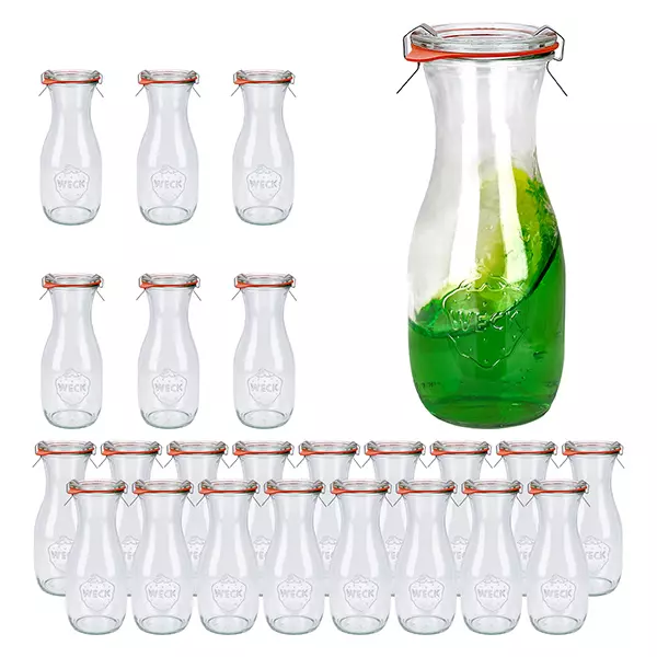 24er Set Weck Gläser 530ml Saftflasche mit 24 Glasdeckeln, 2 24er Set Weck Gläser 530ml Saftflasche mit 24 Glasdeckeln, 2