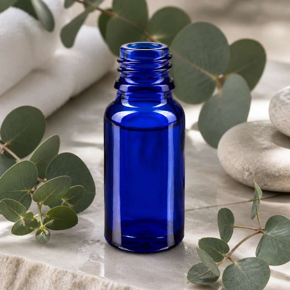 Tropfflasche 10ml DIN 18 BLAUGLAS Blaue Glasflasche 10ml im klassischen Apothekerdesign für professionelle Präsentation