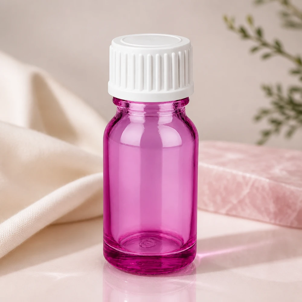 Elegante 10ml Glasflasche in cyclamen mit stilvollem Design für Beauty und Wellness