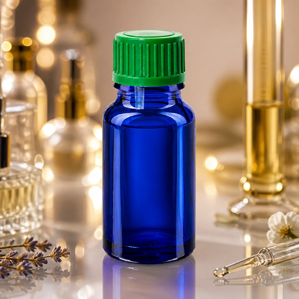 Kleine blaue Tropfflasche 10ml ideal für Reise und unterwegs
