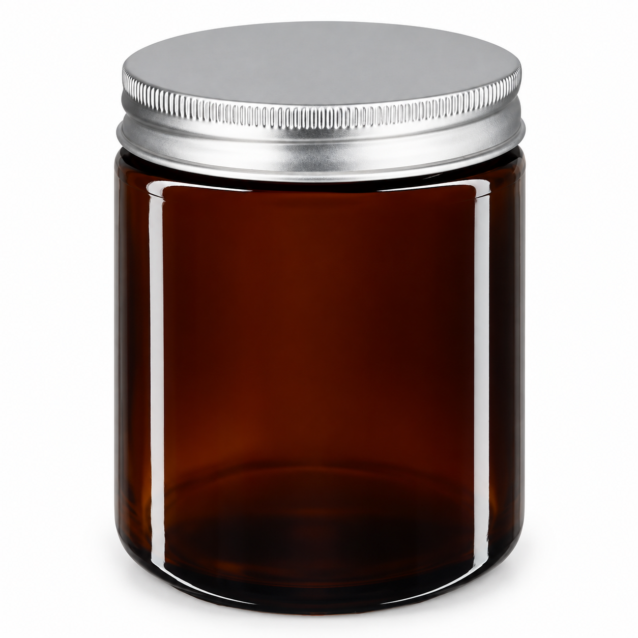 180ml Glastiegel. braun, mit silbernem MeD.. ApoGlas – qualitätsoptimiertes Produktfoto