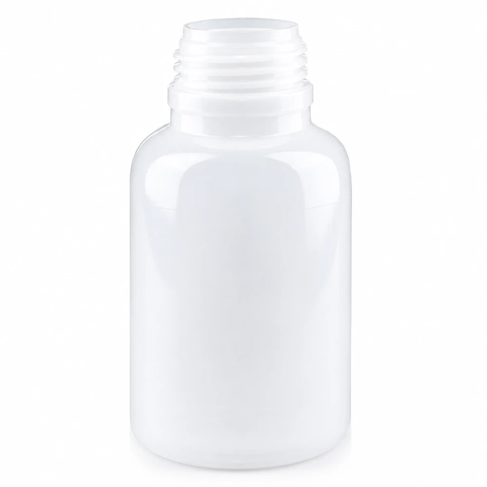 250ml Laborflasche Weithals ohne Verschluss 250ml Laborbehälter Weithals aus robustem weißem Kunststoff ohne Verschluss offen