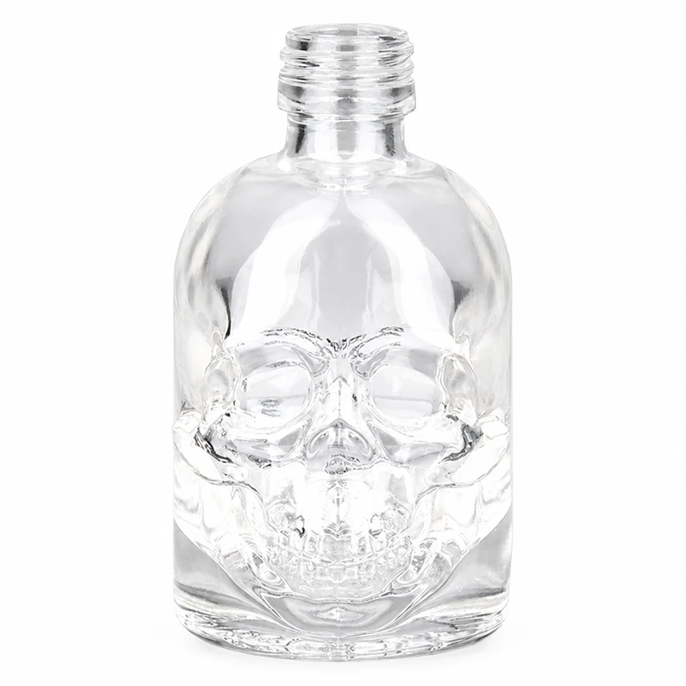 50ml Glasflasche "Hector" ohne Schrauberschluss UNiTWIST 50ml Glasflasche Hector Totenkopf-Design ohne Verschluss UNiTWIST transparent für Spirituosen und Sammler