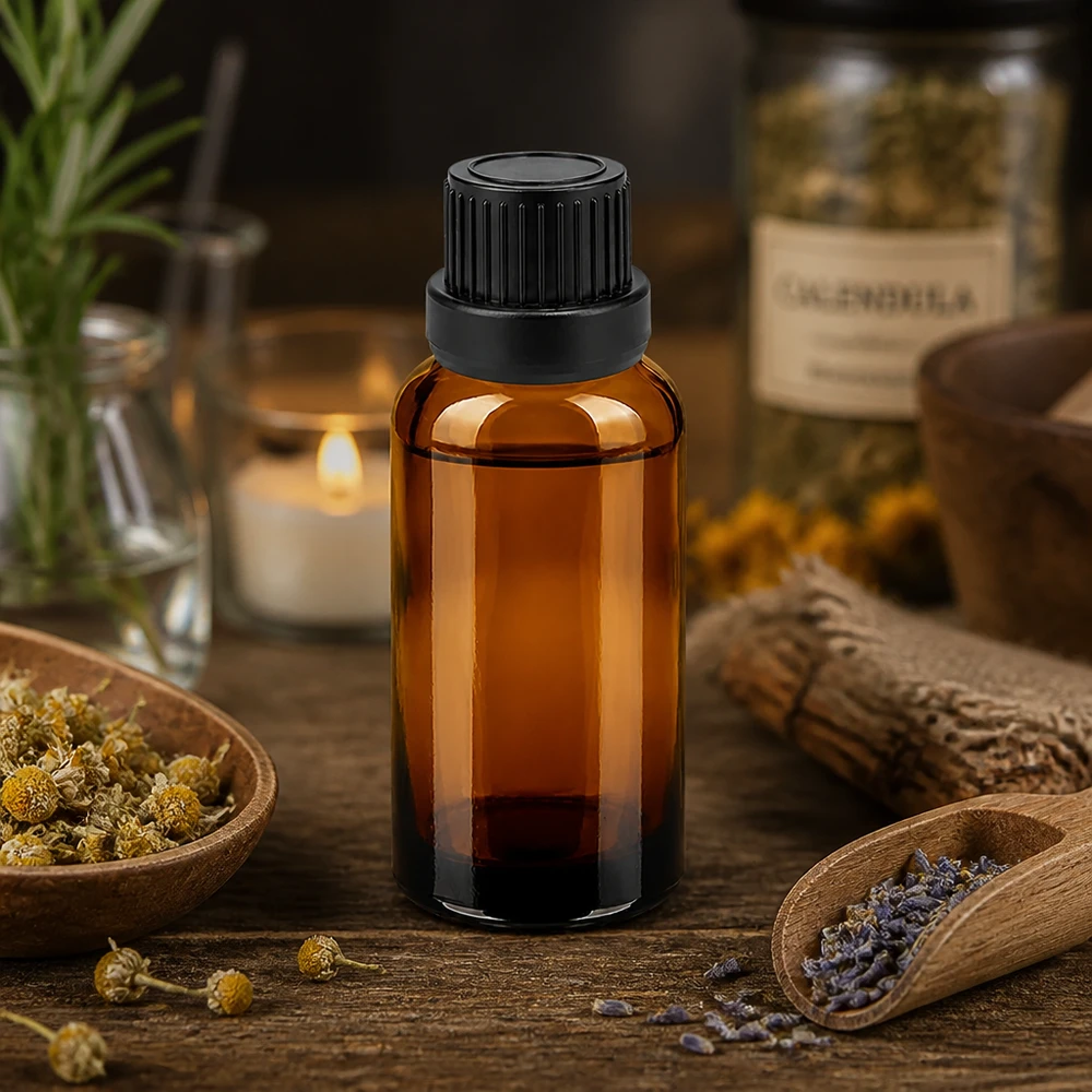 Stilvolle 30ml Glasflasche in Apotheker-Optik mit präzisem Tropfmechanismus für den Hausgebrauch