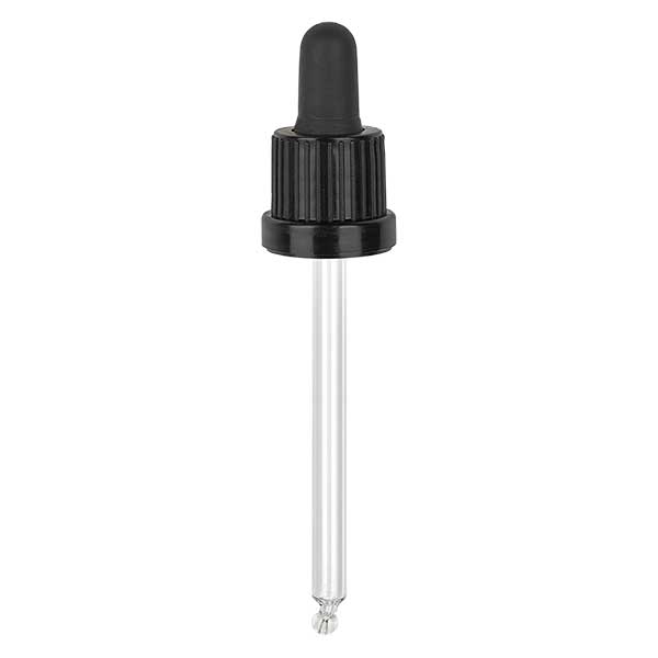 Glas-Tropfpipette, schwarz/schwarz PL95 Originalitätsverschluss III