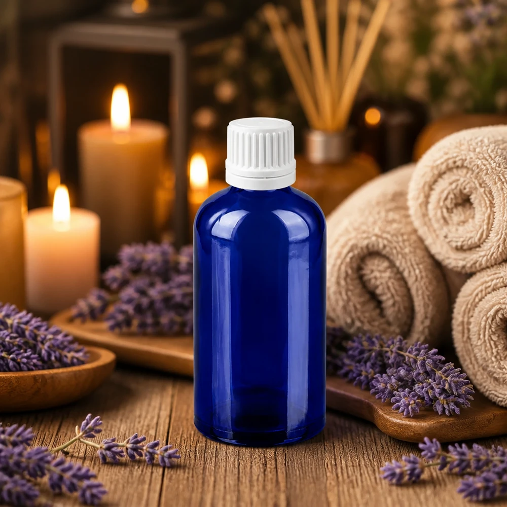 100ml Tropfflasche 0.7mm weiß Originalitätsverschluss BlueLine UT18/100 Professionelle 100ml Glasflasche mit 0,7mm Tropfeinsatz für exakte Portionierung von Ölen