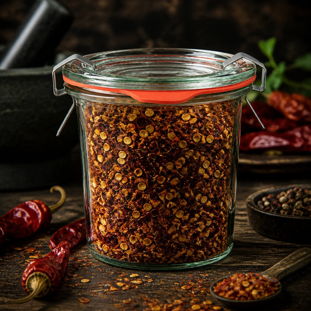 Gewürzglas Idee: WECK-Mini-Sturzglas 140ml WECK Sturzglas 140ml mit Metallklammerverschluss als Aufbewahrung für Chiliflocken und Gewürze