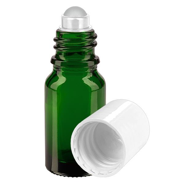 Apothekenflasche grün 10ml Roll-On Verschluss weiß Apothekenflasche grün 10ml Roll-On Verschluss weiß