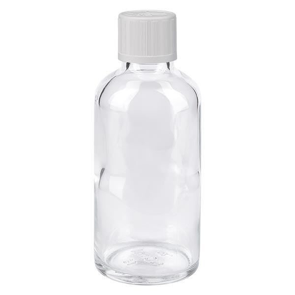 Apothekenflasche klar 50ml Tropfverschluss weiß Kindersicherung Standard
