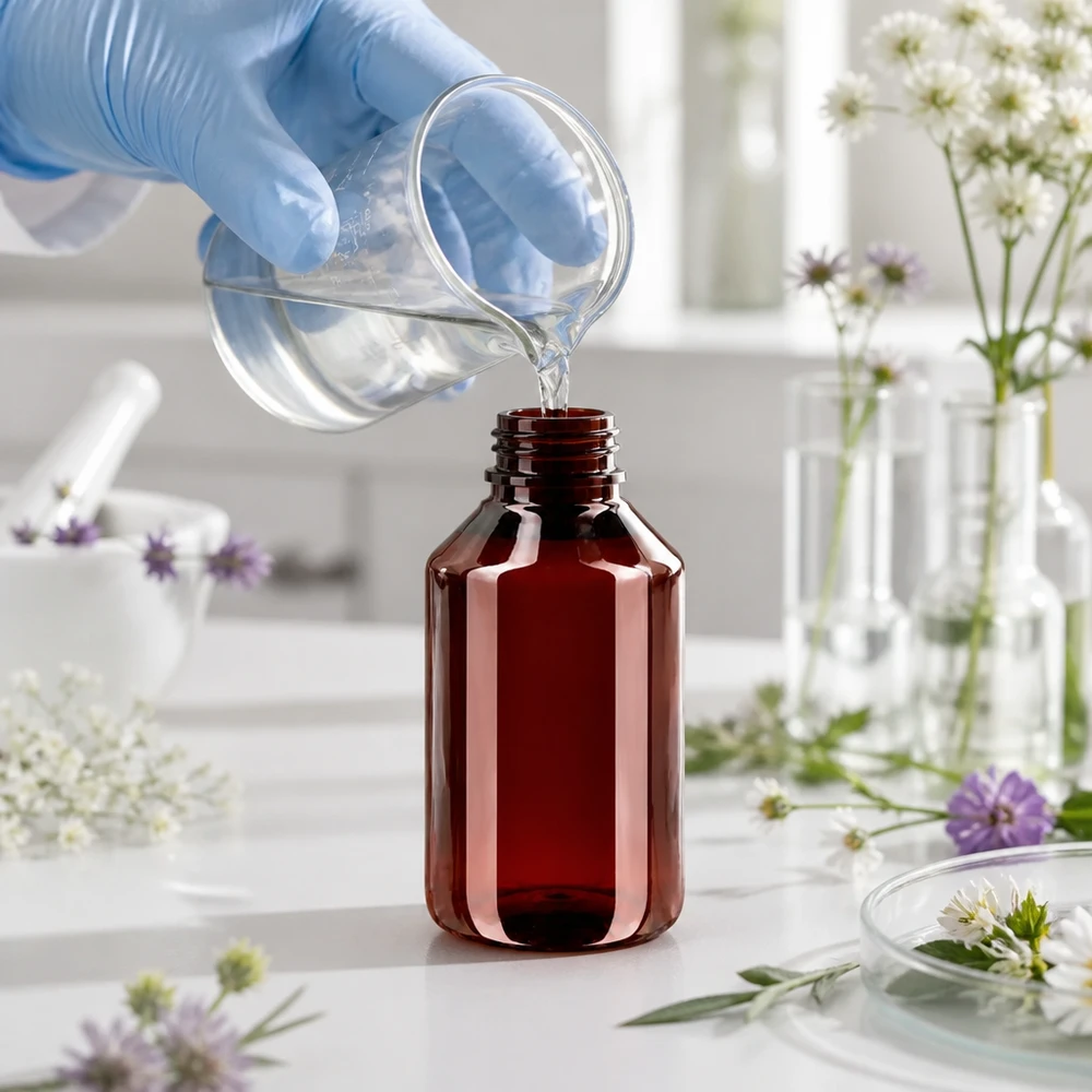 Nachfüllbare 50ml Braunglasflasche PET mit grünem OV für Kräuterextrakte und Heilpflanzen