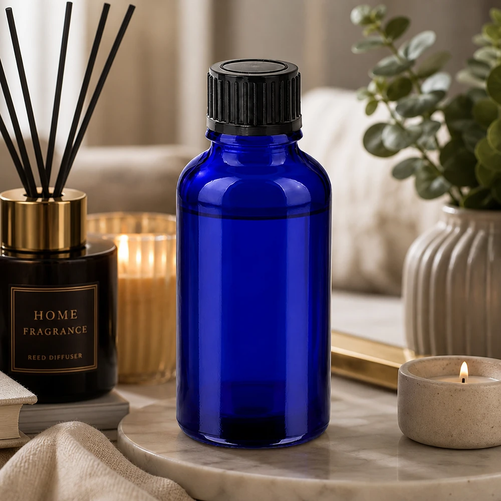 Elegante 30ml Blauglasflasche mit Standardgewinde für DIY-Kosmetik und Parfümkreationen