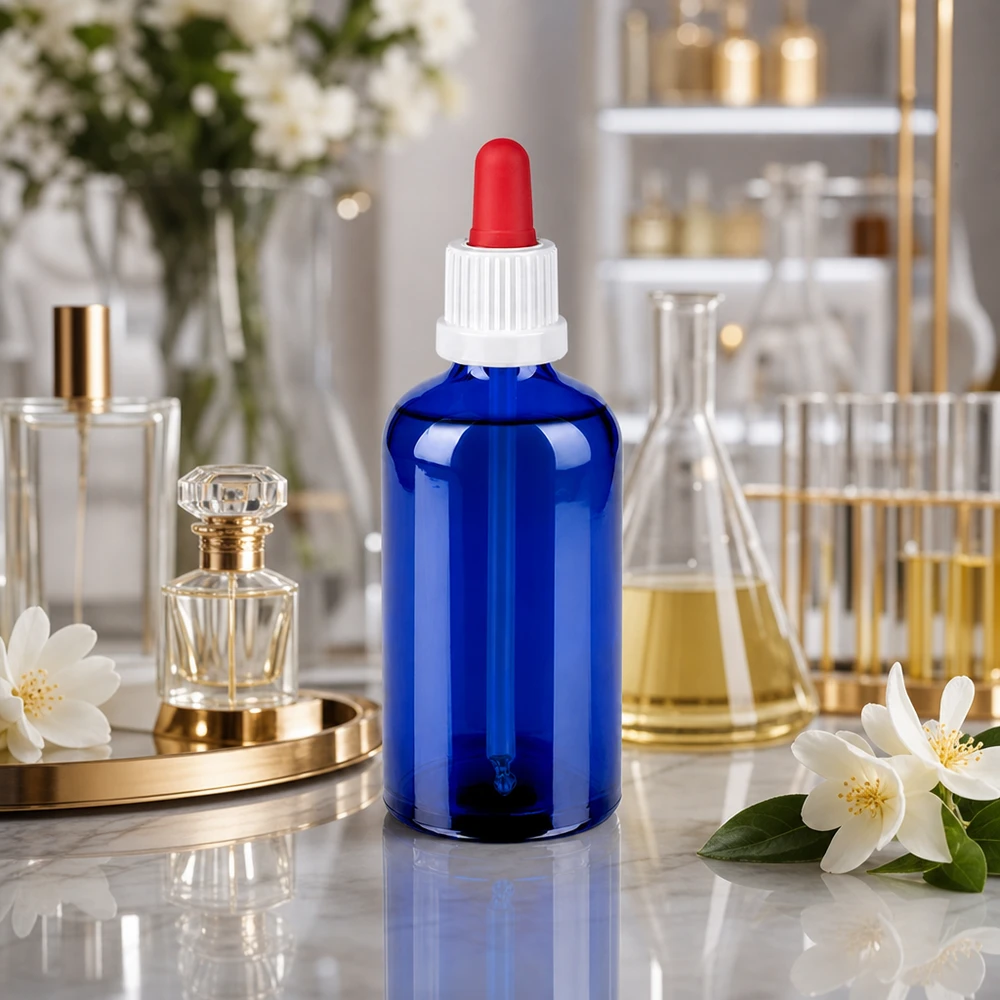 100ml Pipettenflaschwarz weiß/rot Originalitätsverschluss BlueLine UT18/100 Medizinische Tropfflasche 100ml für sterile Anwendungen mit graduierter Pipette und Sicherheitsverschluss