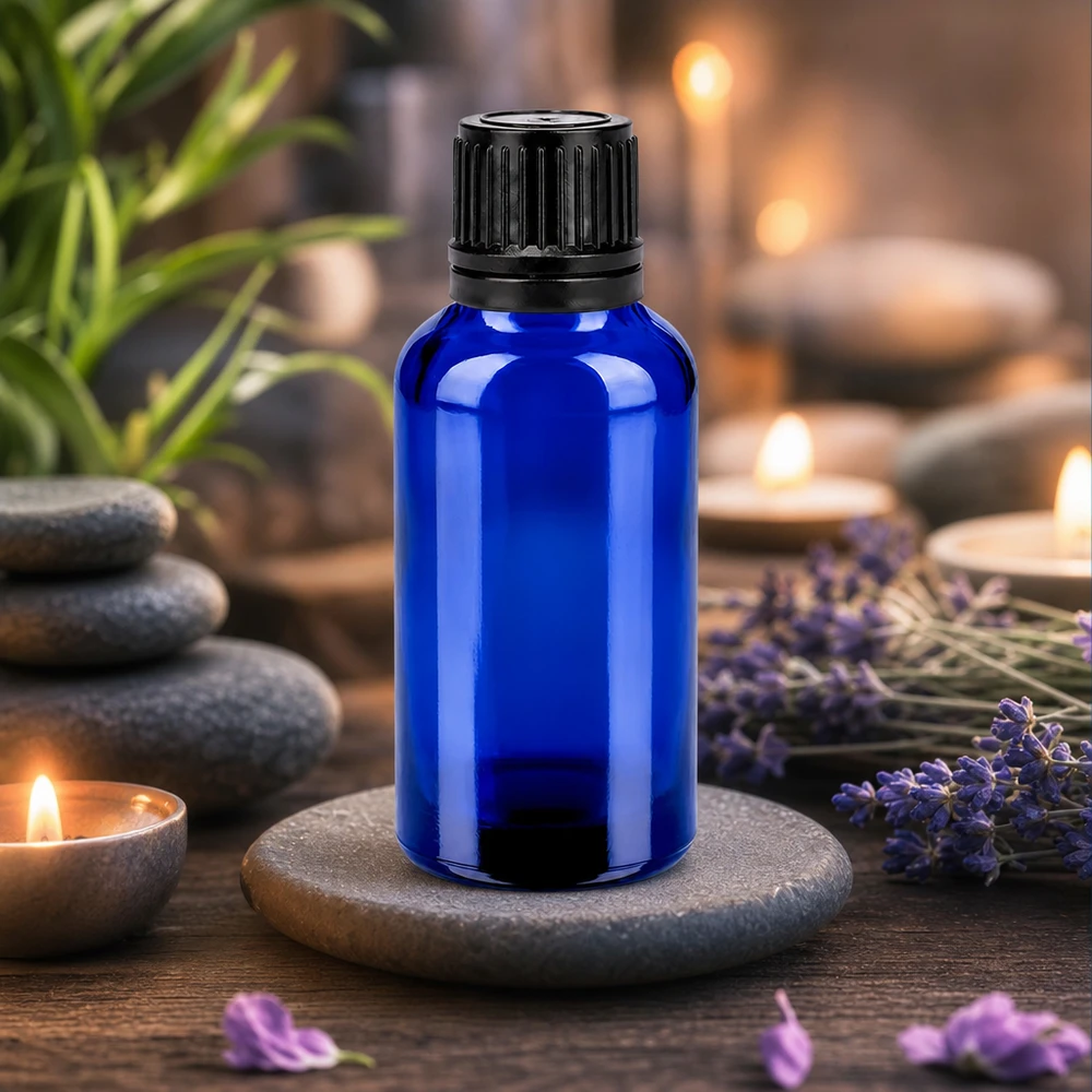 30ml Flasche 11mm Schraubverschluss schwarz Originalitätsverschluss BlueLine UT18/30 Handliche 30ml Glasflasche in Apothekerqualität für präzise Dosierung von Konzentraten