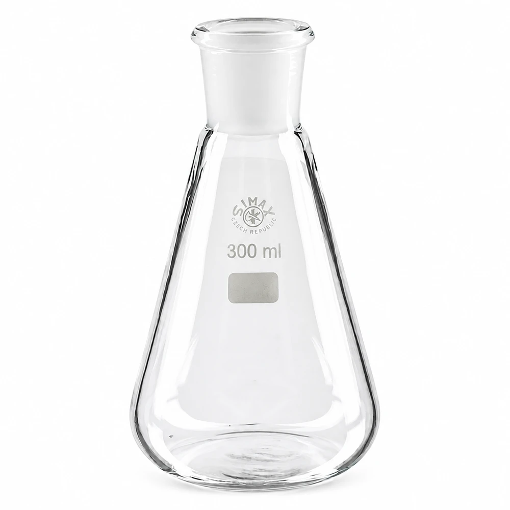Erlenmeyerkolben 300ml mit Normschliff (29/32) Erlenmeyerkolben aus klarem Borosilikatglas 300ml Volumen mit präzisem Normschliff