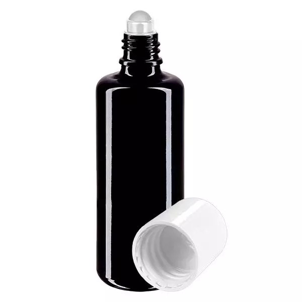 Apothekenflasche violett 50ml Roll-On Verschluss weiß Apothekenflasche violett 50ml Roll-On Verschluss weiß