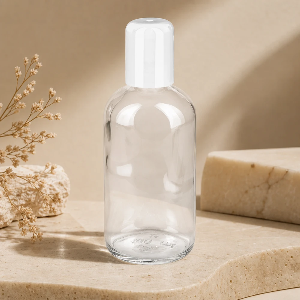 Klare Roll-On Dosierflasche 100ml ClearLine UT18/100 mit ergonomischem Weissdeckel