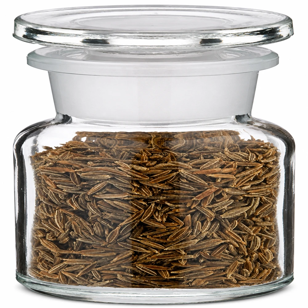 Weithals Klarglas 50 ml Gewürzbehälter mit weißem Gummiring und Glasdeckel
