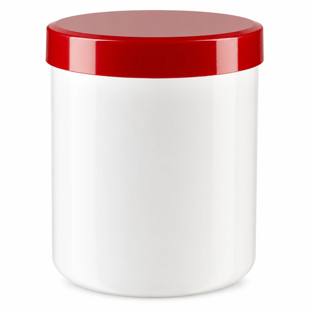 Medizinische Aufbewahrungsdose 100g weiß rot aus PP Kunststoff für Salben und Pasten